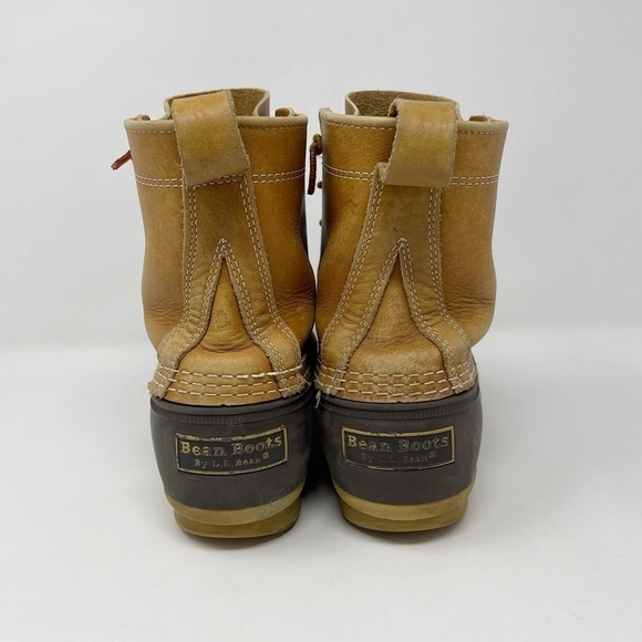 Vintage LL Bean Brown Leather Lace Up Unlined Hunting Ankle Duck Boots - Picture 4 of 11